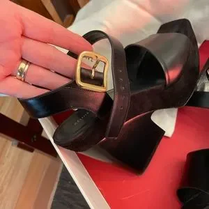 Celine | Shoes | Celine Black Wedge Sandal Sz 38 | Poshmark